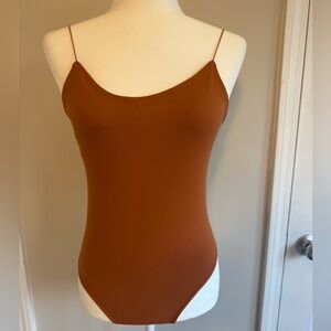 Free People Brown Spaghetti Strap Bodysuit